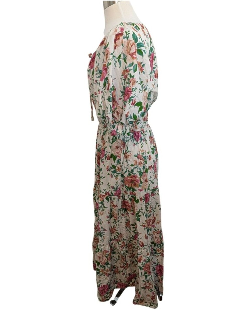 Anthropologie Somerset Floral Maxi Dress Puff-Sleeve Edition White Pink Sz S - Picture 14 of 16